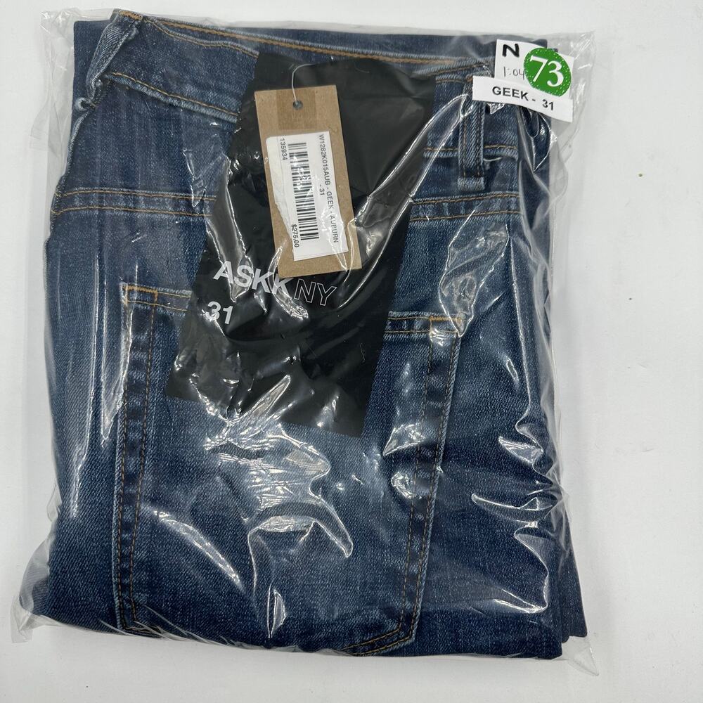 ASKK NY Geek High Rise Cropped Flare Jeans Raw Hem Auburn Blue 31 Japanese Denim - Picture 8 of 8